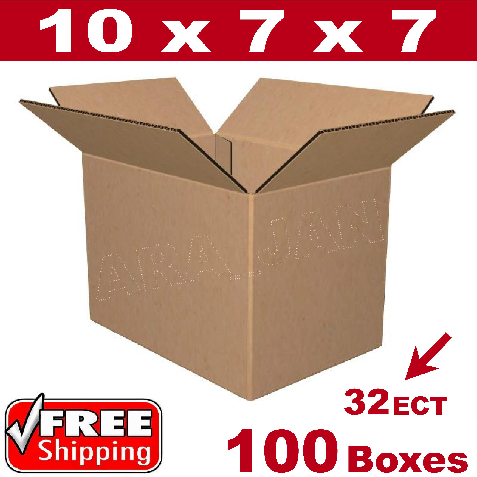 100- 10x7x7 Cardboard Boxes Mailing Packing Shipping Box 32ECT Corrugated Carton