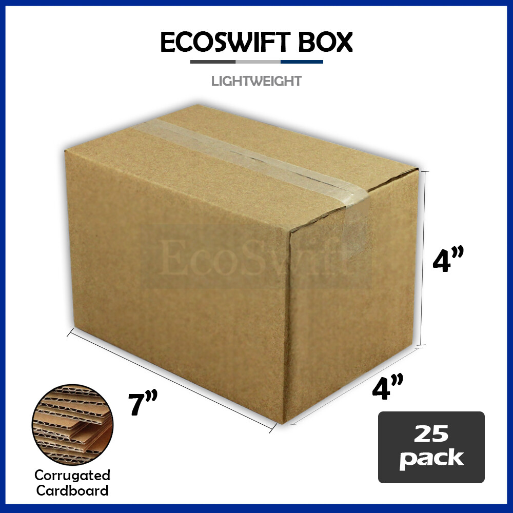25 7x4x4 EcoSwift Cardboard Packing Moving Shipping Boxes Corrugated Box Cartons