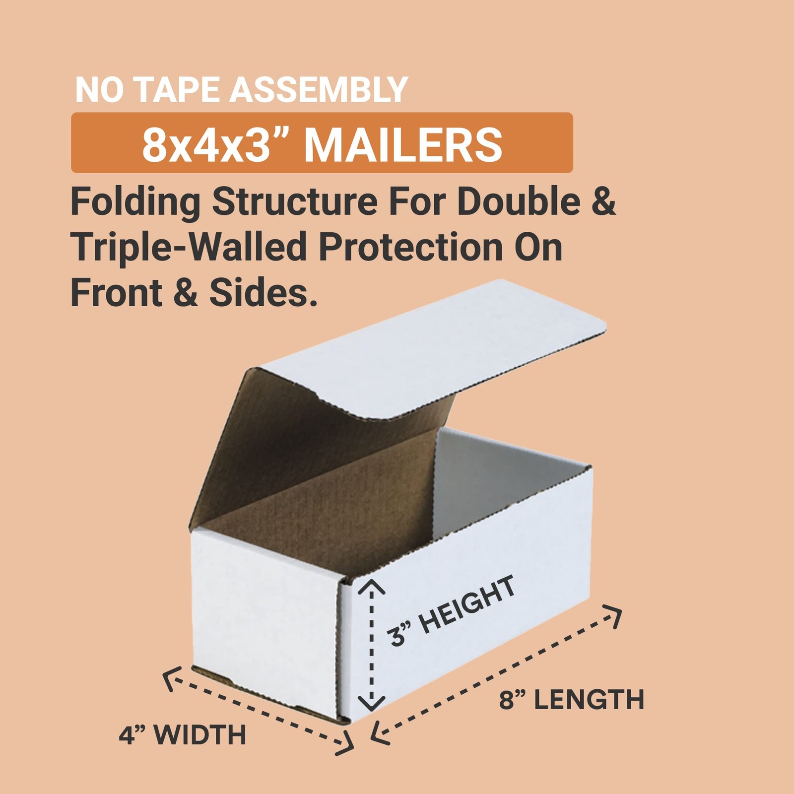 AVIDITI Shipping Boxes Small 8″L x 4″W x 3″H, 50-Pack | Corrugated Cardboard …