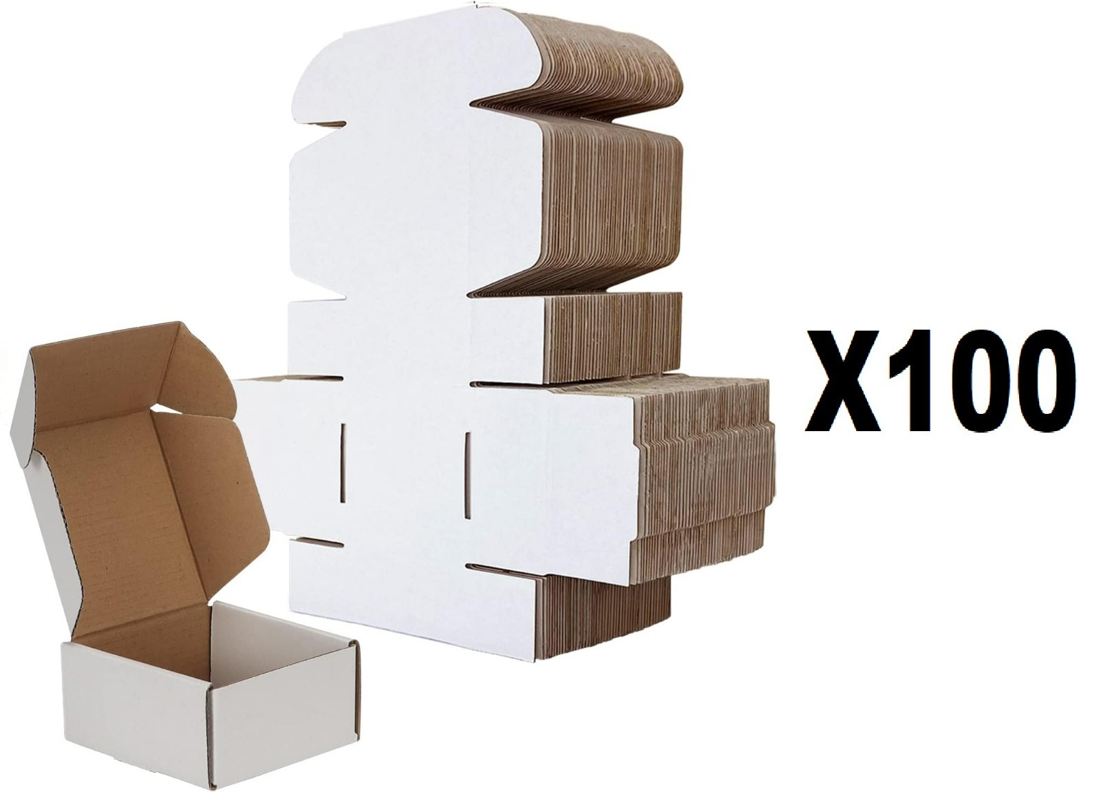4x4x2 Shipping Boxes Set of 100, White Small Corrugated Cardboard Box,Mailer Box