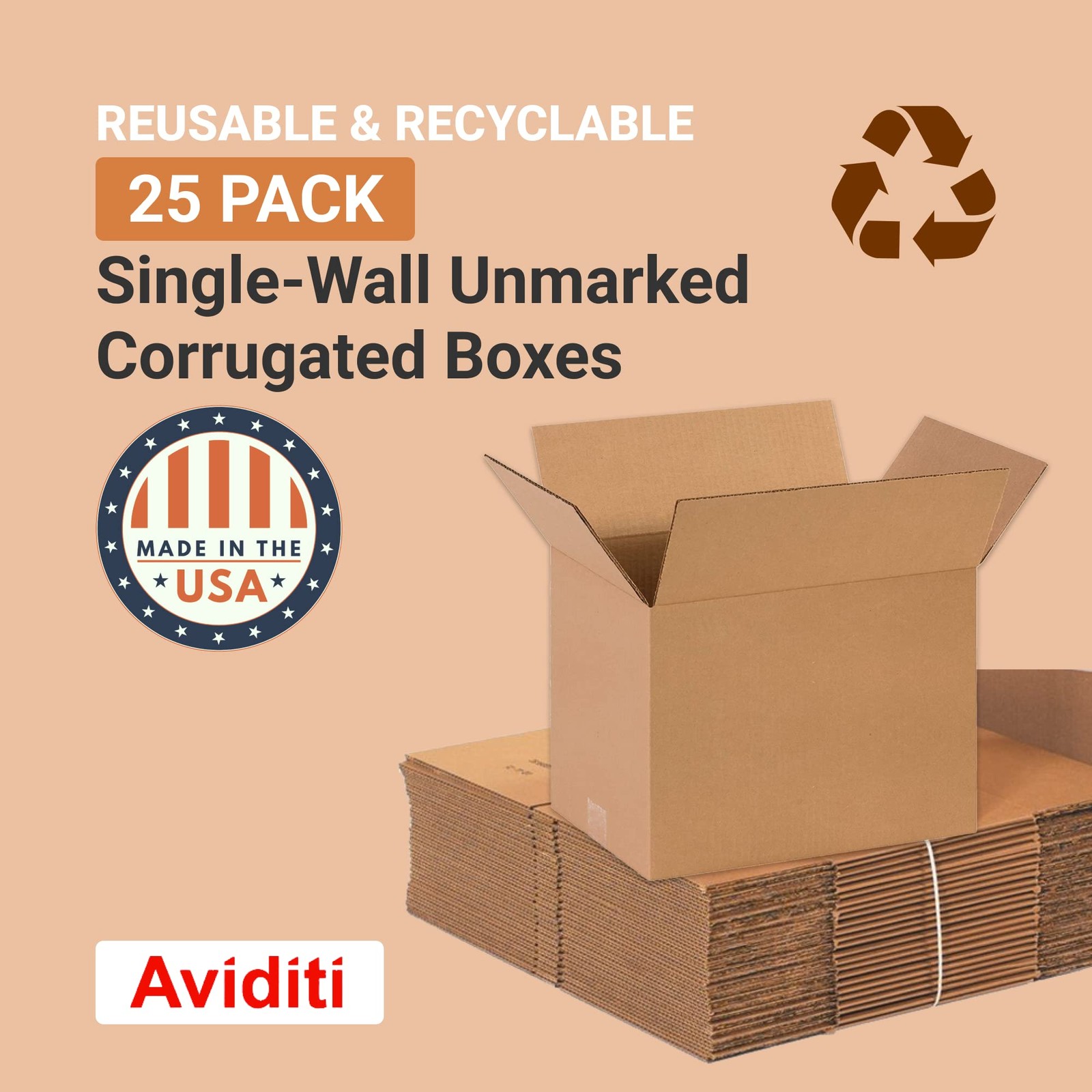 AVIDITI 14 x 10 x 10 Corrugated Cardboard Boxes, Medium 14 x 10 x 10, Kraft