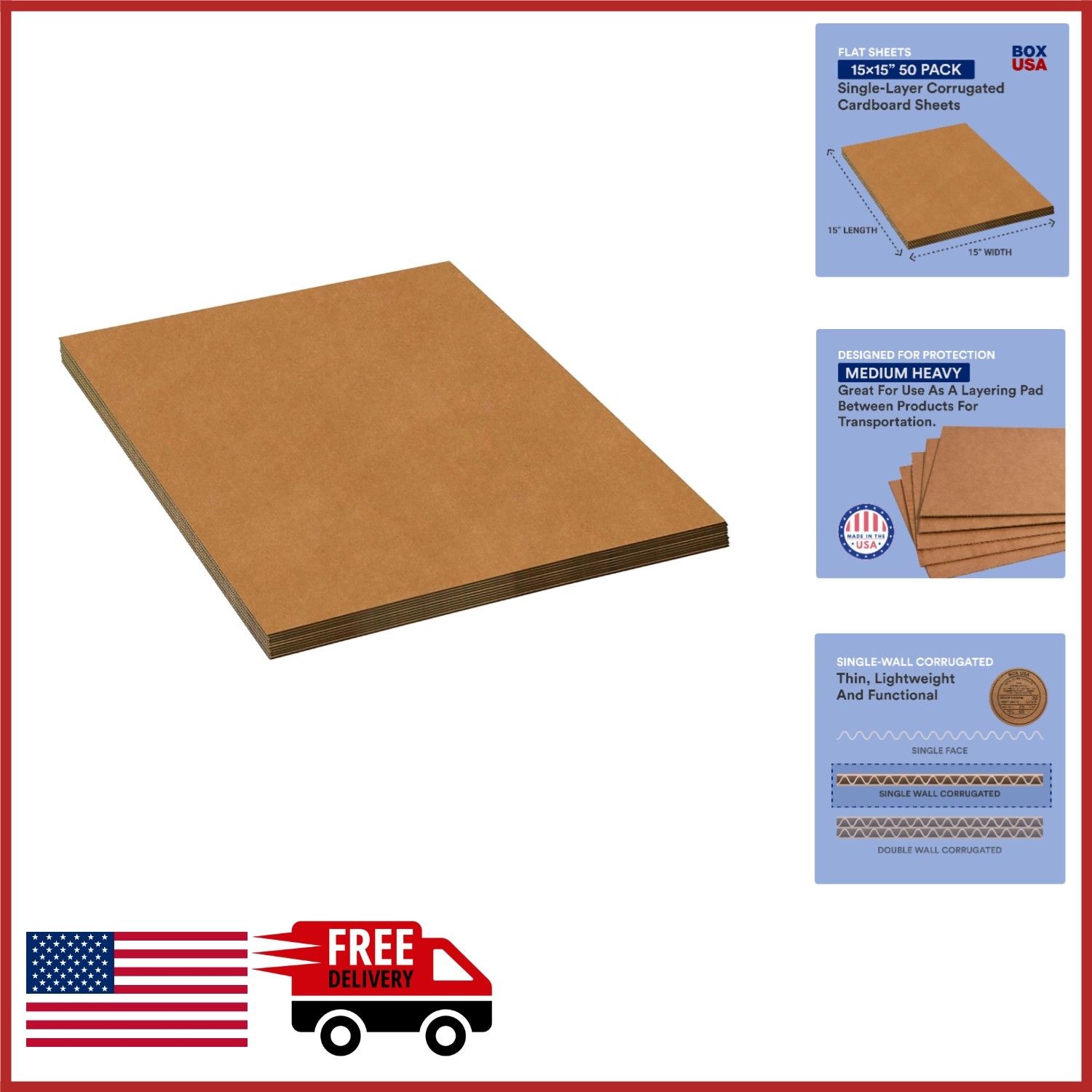 Corrugated Sheets 15″L x 15″W 50-Pack for Dust-Free Storage Solutions