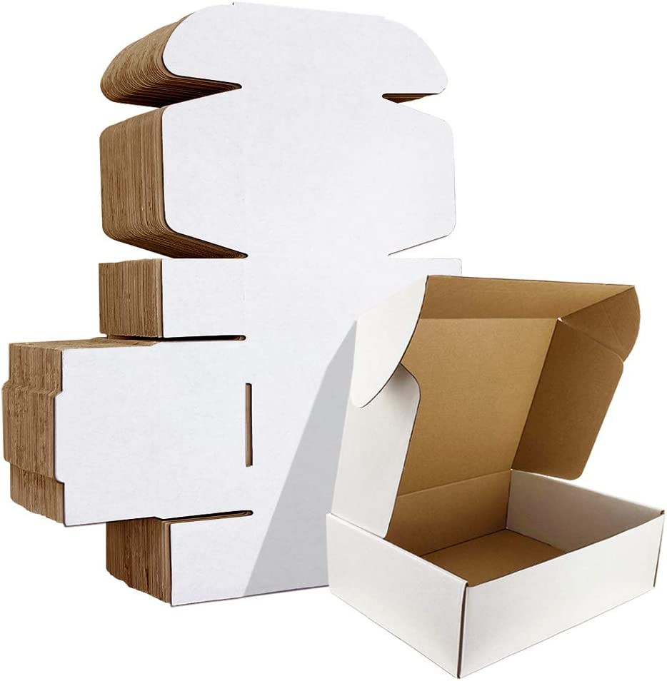 9X6X2 Inches Shipping Boxes Set of 25, White Corrugated Cardboard Box Literature
