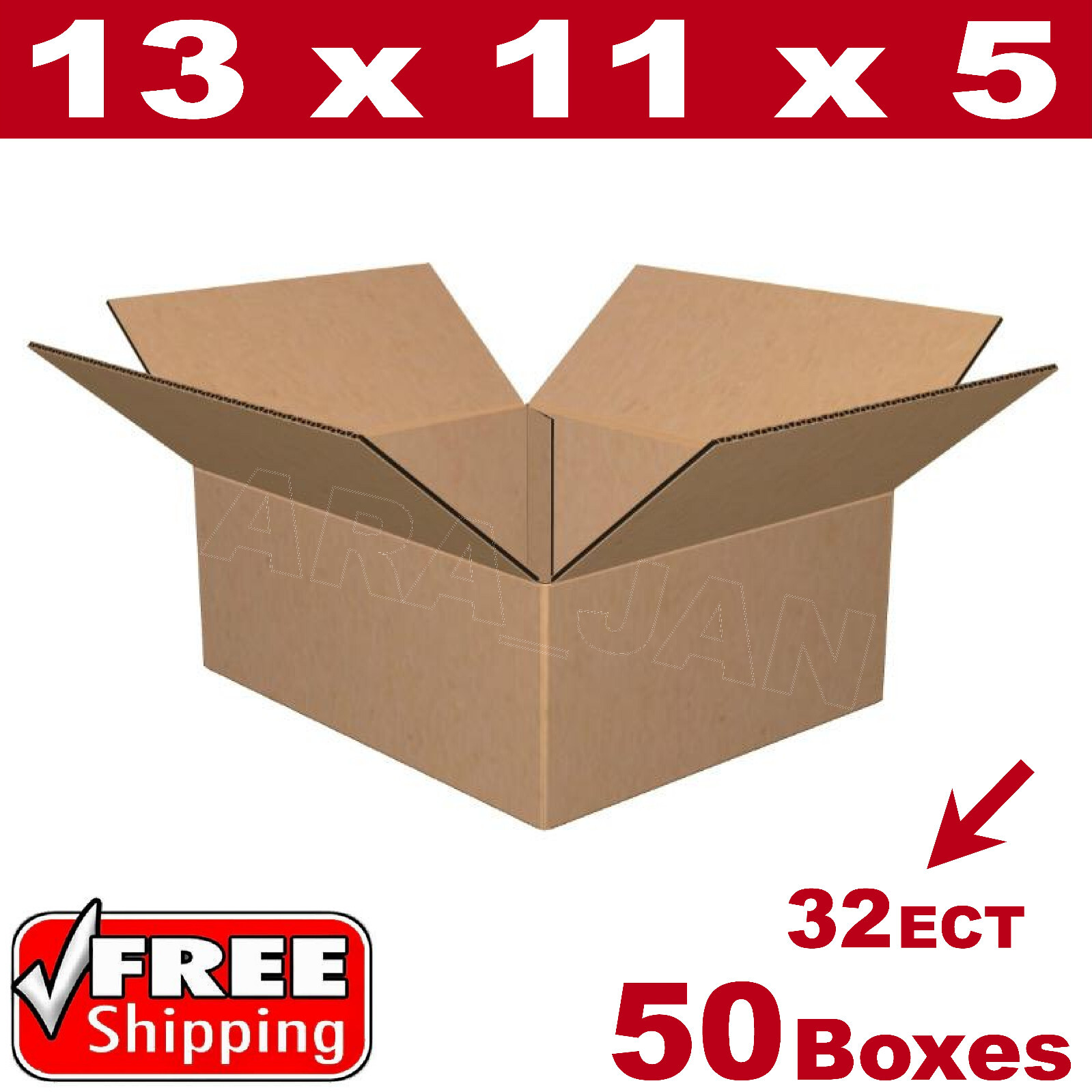 50 – 13x11x5 Cardboard Boxes Mailing Packing Shipping Box Corrugated Carton