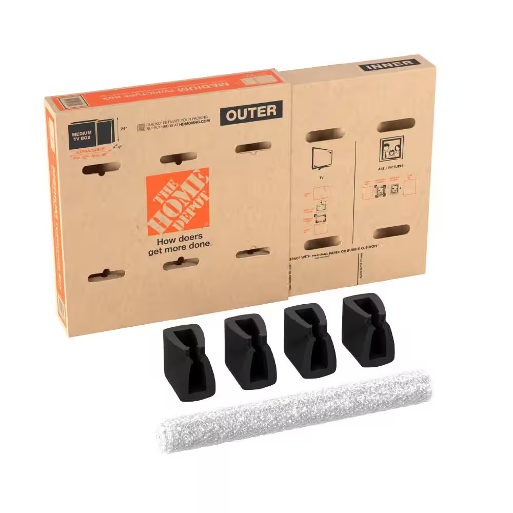 Heavy Duty Medium Adjustable TV, Picture, and Mirror Moving Box (4 Pack)