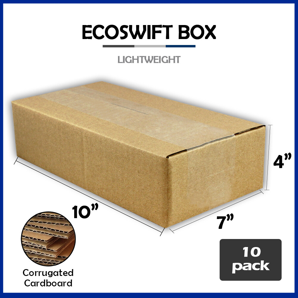 10 10x7x4 “EcoSwift” Brand Cardboard Box Packing Mailing Shipping Corrugated