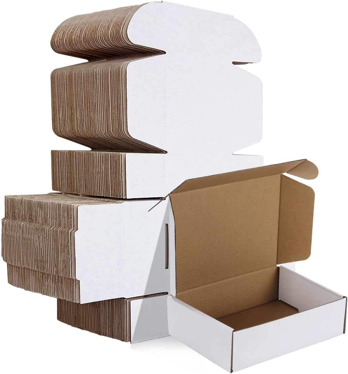 HORLIMER 7X5X2 Small Shipping Boxes Set of 50, White Corrugated Cardboard Box Li