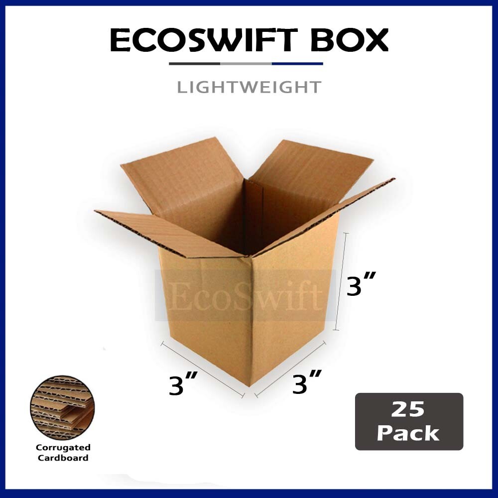 25-Box 3x3x3 EcoSwift Cardboard Packing Moving Shipping Box Corrugated Carton