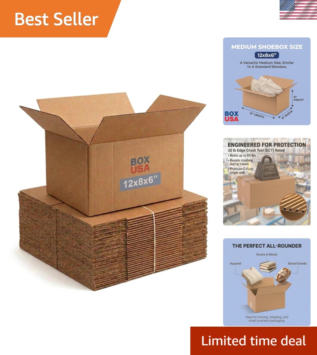 25-Pack Small Shipping Boxes 12″L x 8″W x 6″H – Durable Corrugated Solutions
