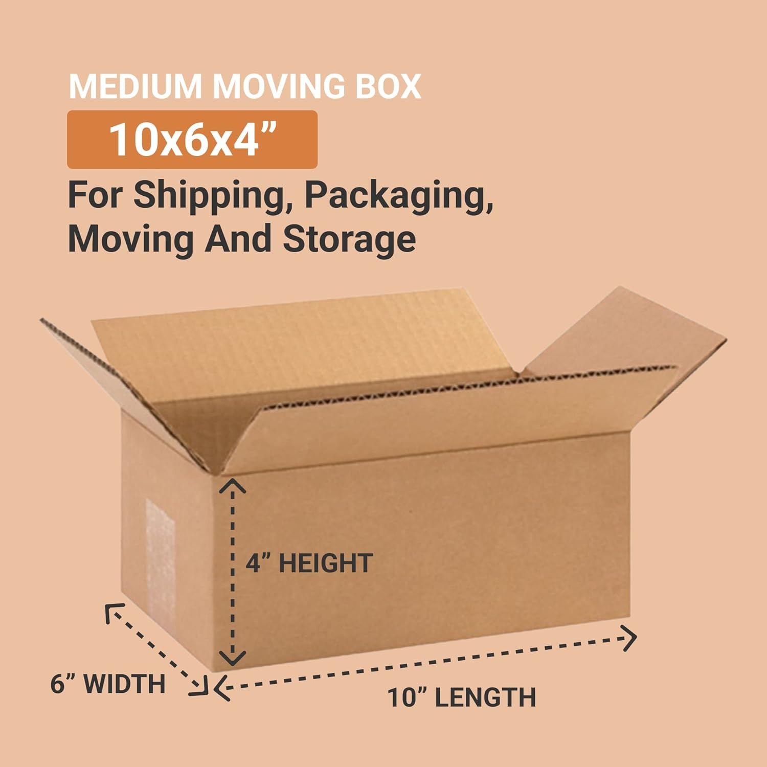 10 X 6 X 4 Corrugated Cardboard Boxes, Small 10″L X 6″W X 4″H, Pack of 25 | Ship