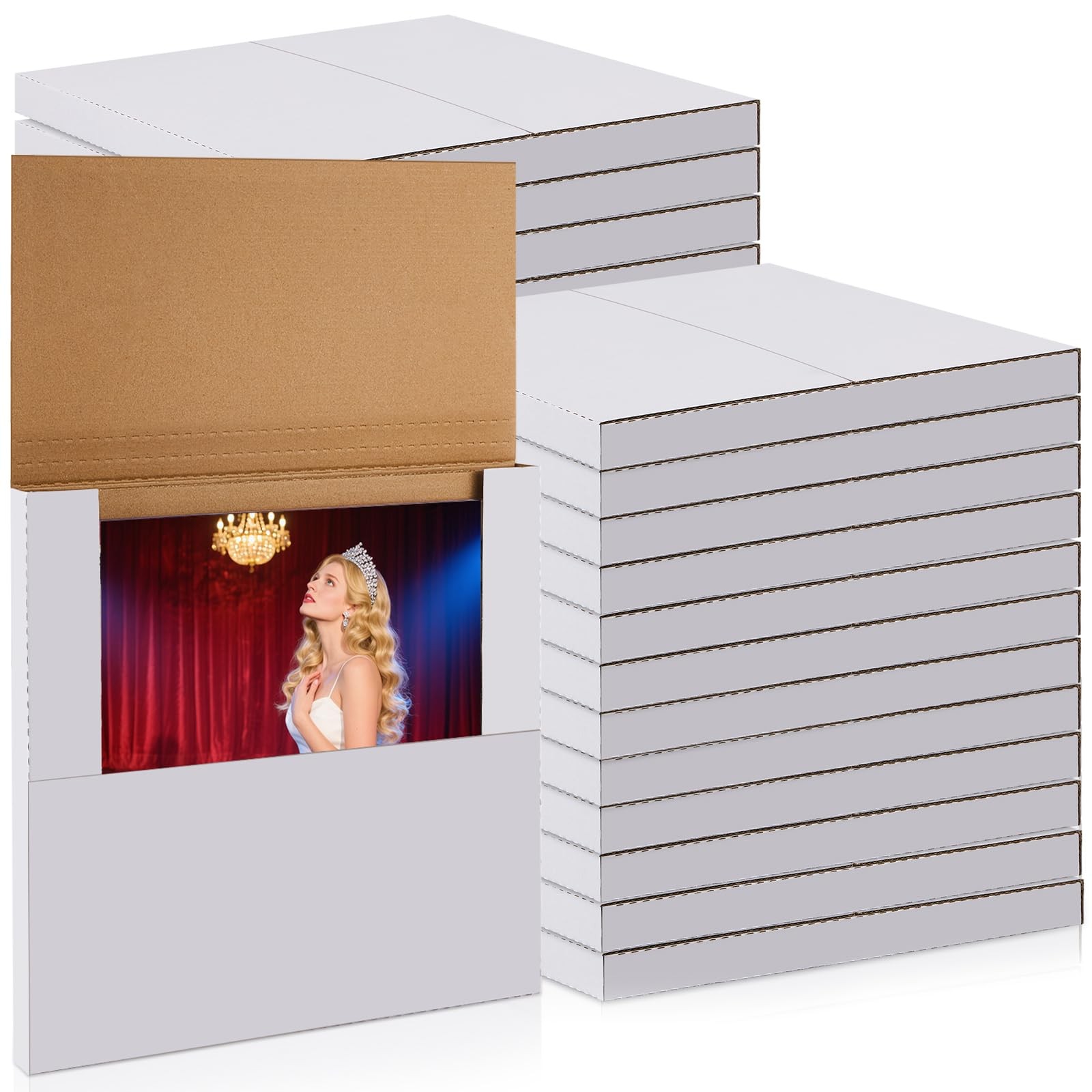 50 PCS Vinyl Record Shipping Boxes 12.5×12.5×1 Inch White LP Mailers Storage