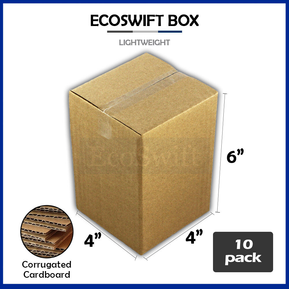 10 4x4x6 EcoSwift Cardboard Packing Moving Shipping Boxes Corrugated Box Cartons