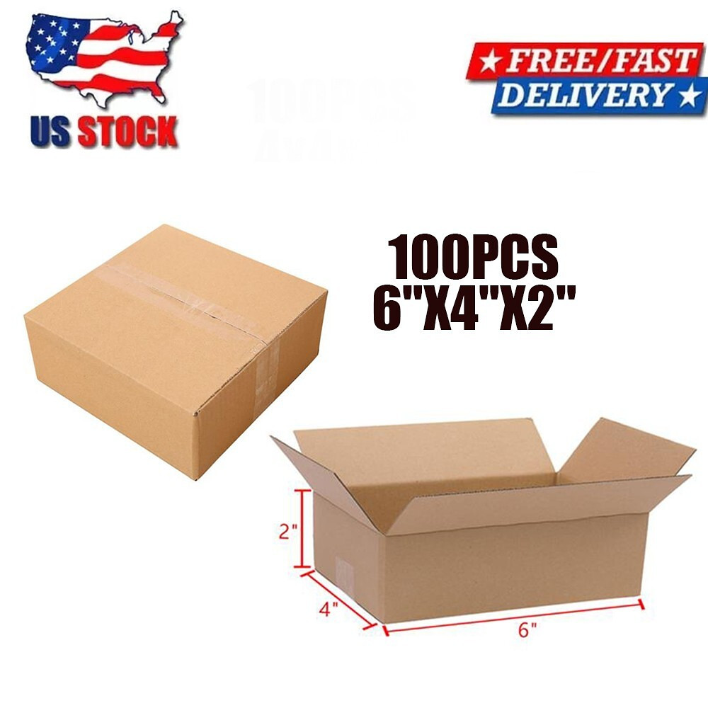 100pcs 6x4x2″Cardboard Paper Boxes Mailing Packing Shipping Box-Economic Grade