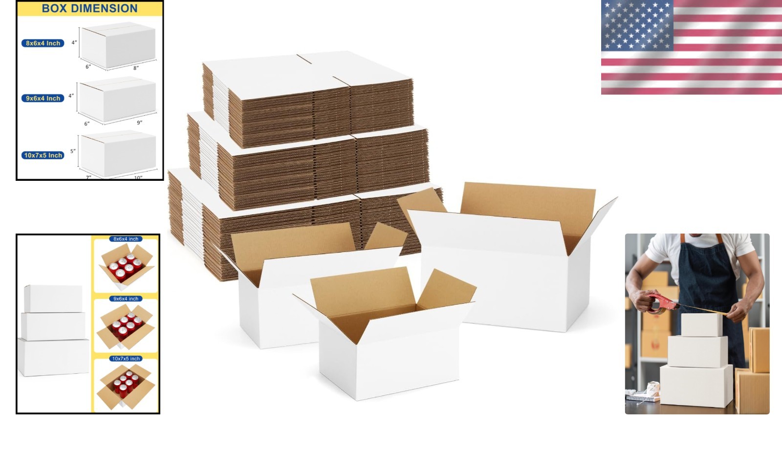 Elegant 45-Pack Assorted Shipping Boxes in White for Small Business Essentials