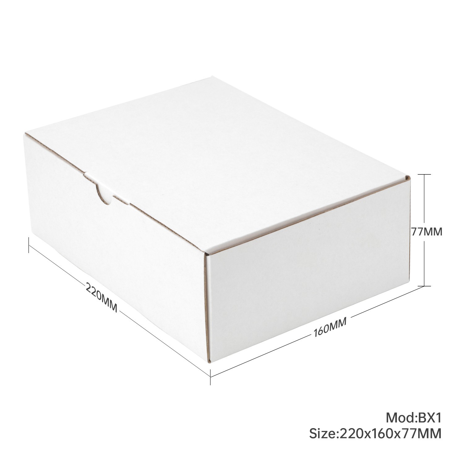 50 x Die-cut Mailing Box 220x160x77mm White Eco Friendly