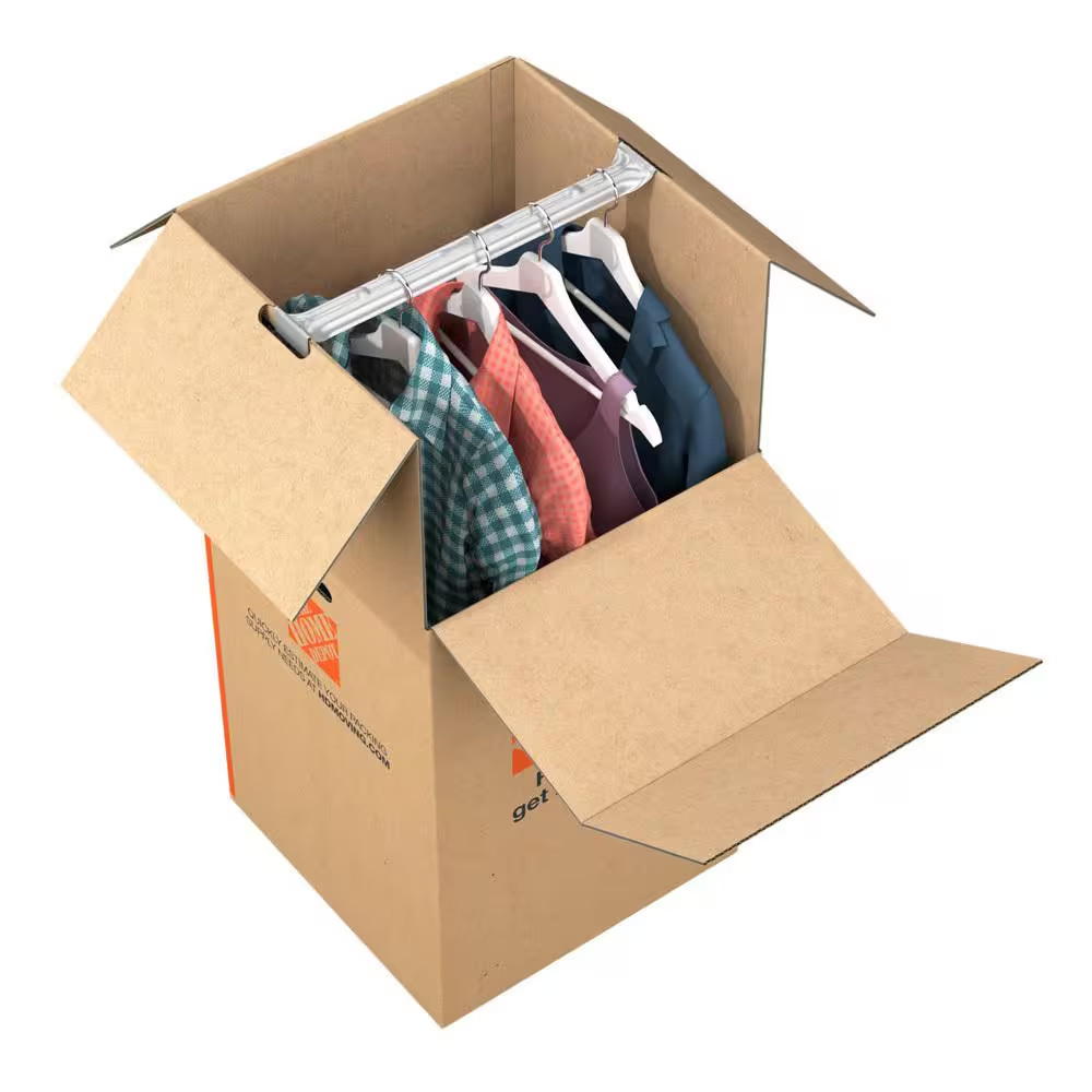 Tall Wardrobe Moving, Shipping, Packing Box with Metal Bar
