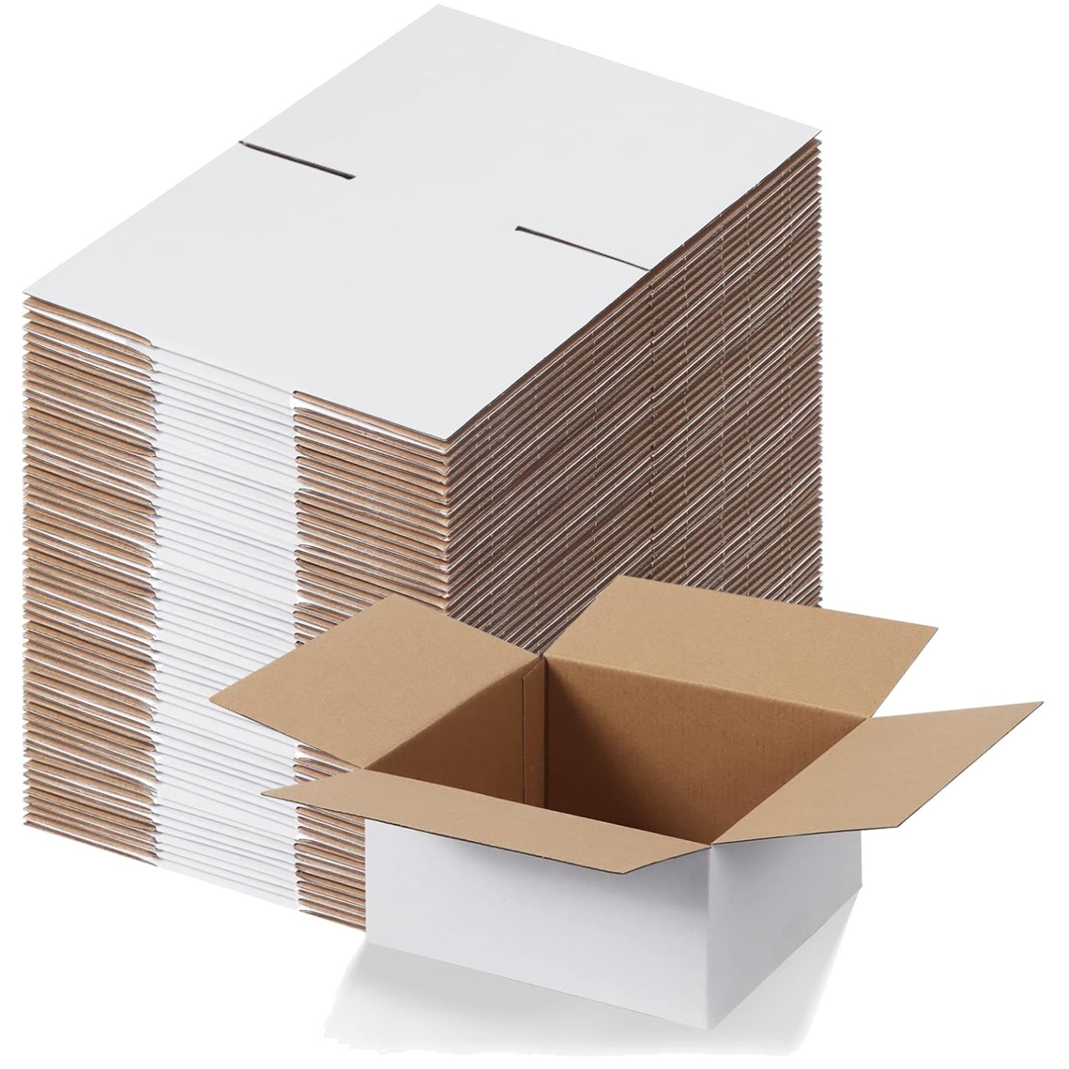 40 Pack White Cardboard Shipping Boxes 8x8x4