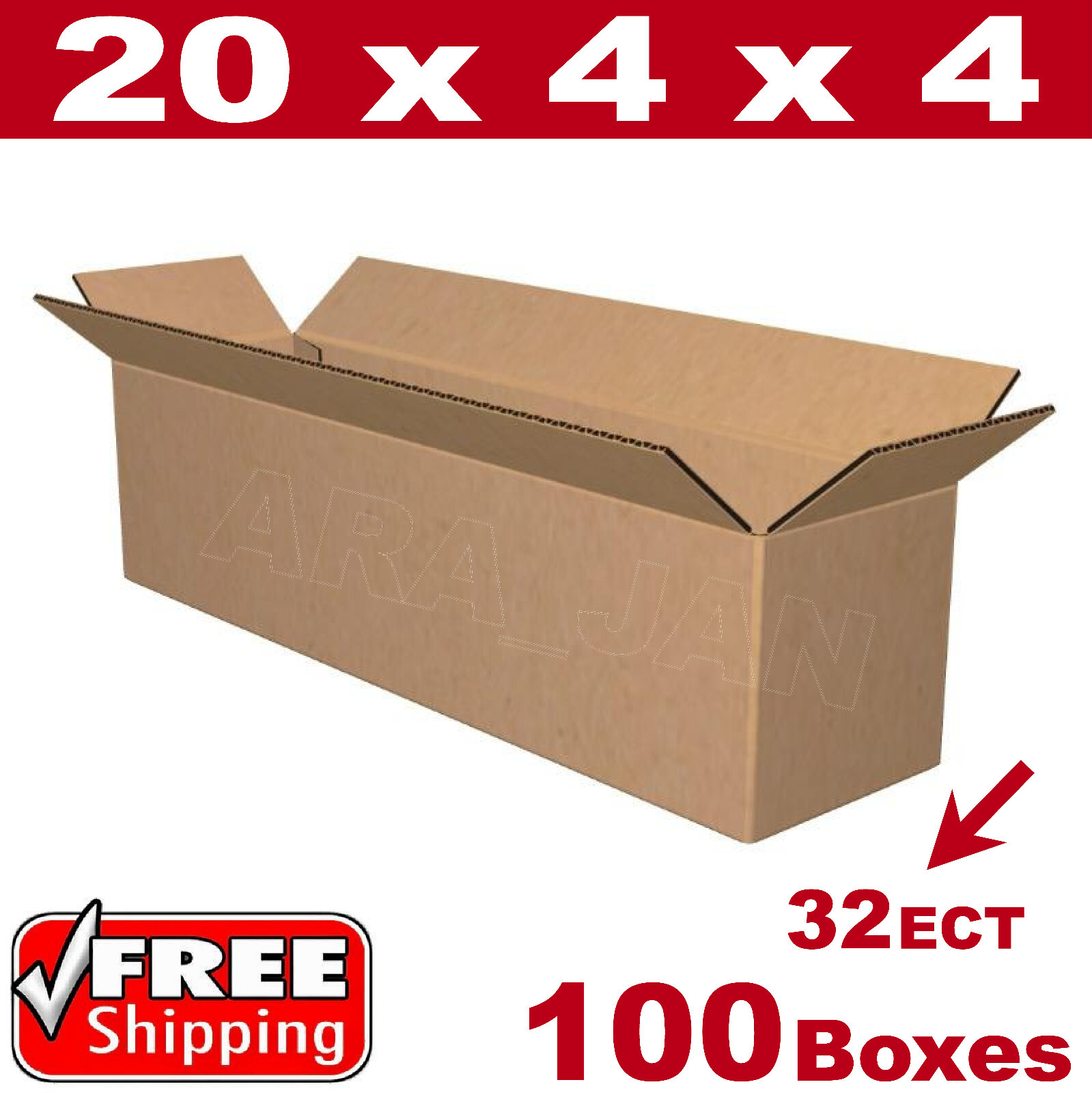 100 – 20x4x4 Cardboard Boxes Mailing Packing Shipping Box Corrugated Carton