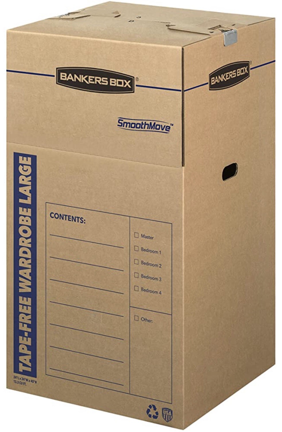 Bankers Box 7710501 SmoothMove Tape-Free Wardrobe Boxes, Large 24.38âL x x 3