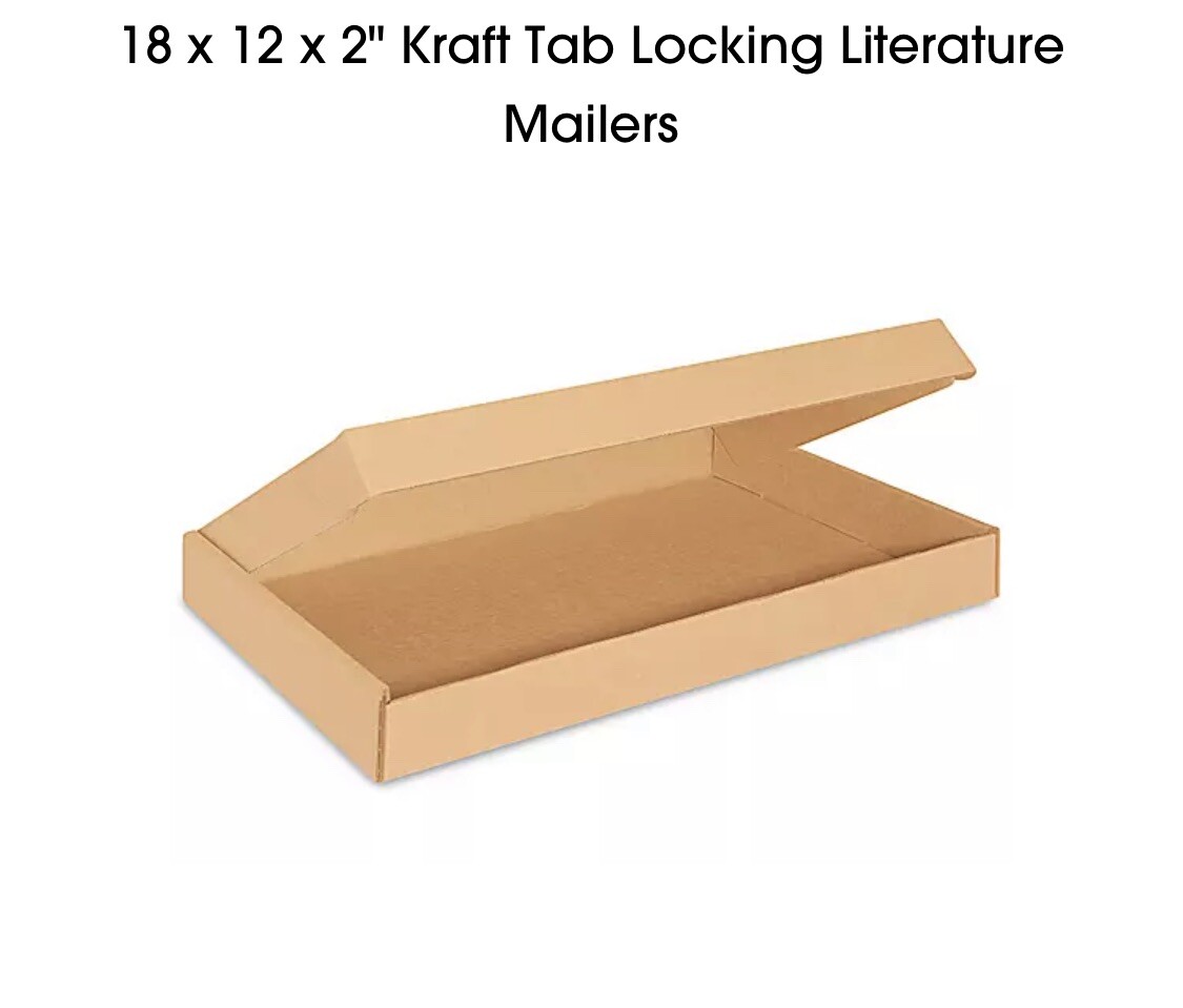 18 x 12 x 2″ Kraft Tab Locking Literature Mailers 25/bundle