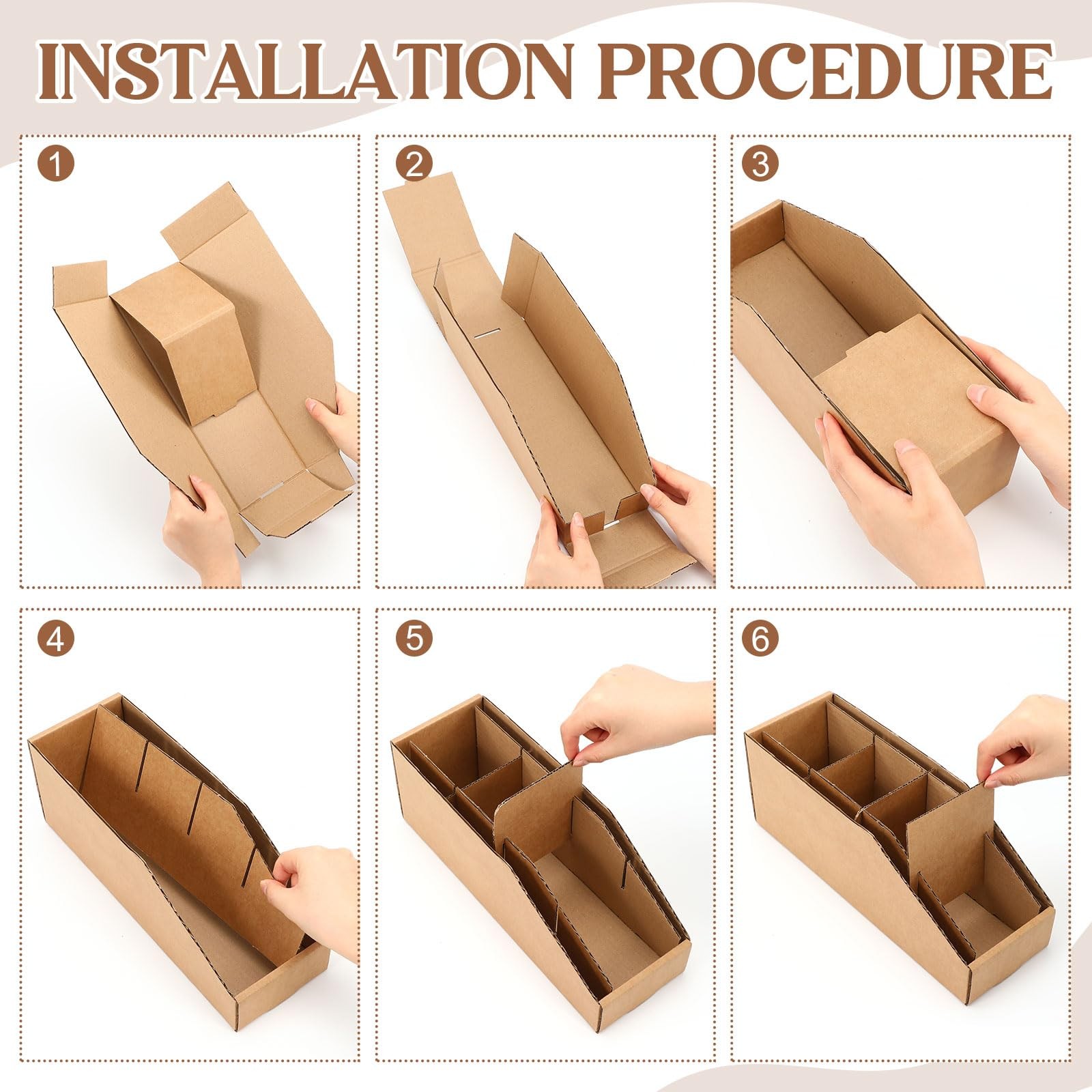 Resholder 30 Pcs Cardboard Storage Parts Bins Open Top Corrugated Cardboard S…