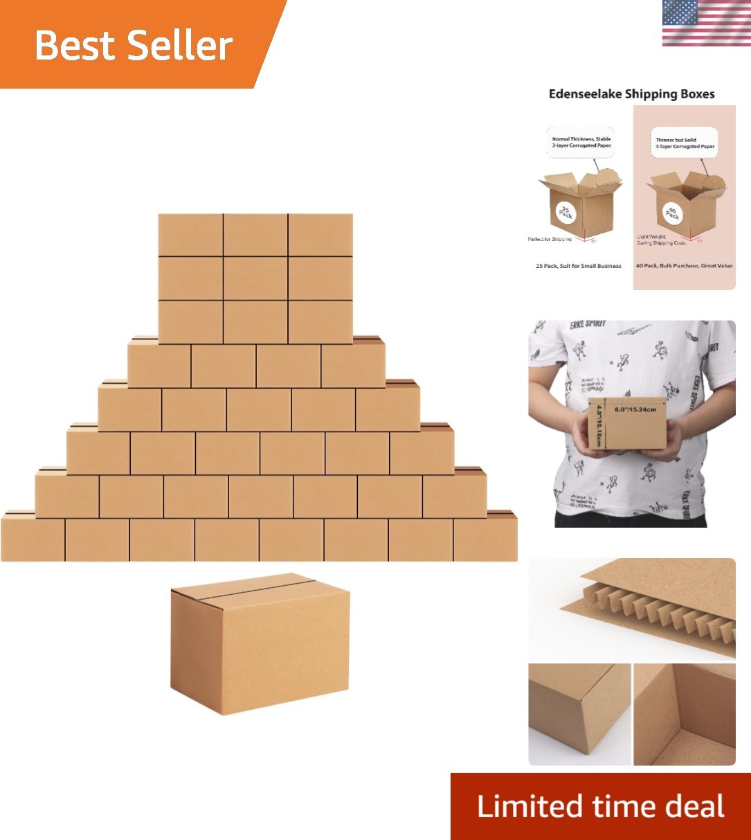 40 Pack 6x4x4 inches Shipping Boxes Small Cardboard Boxes for Packing, Moving…
