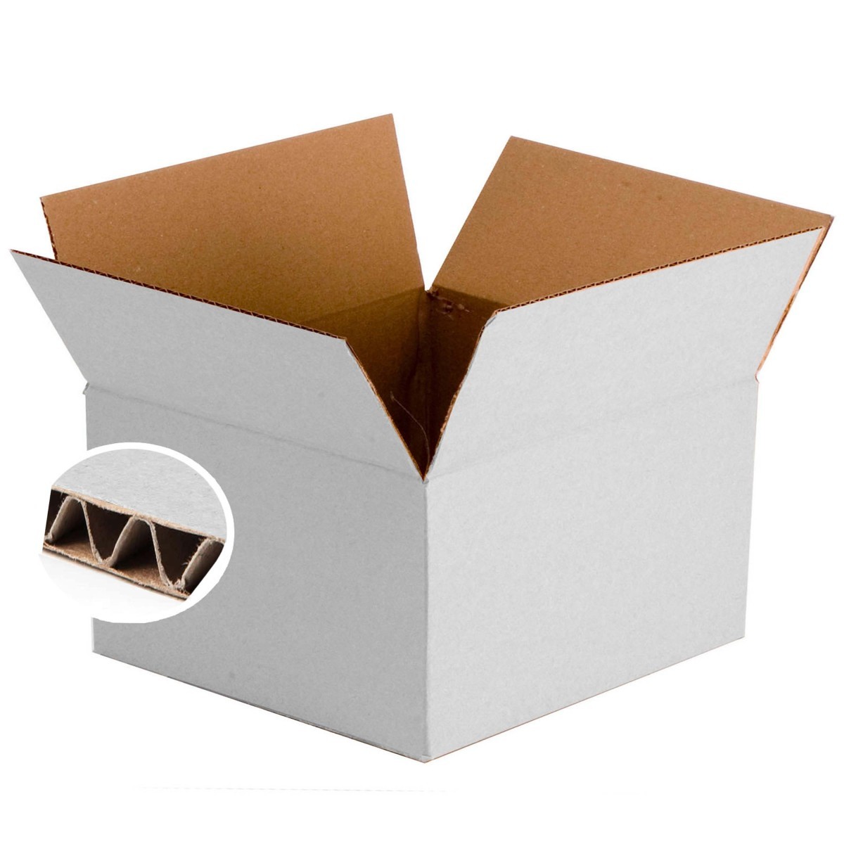 White Single Wave Reinforced Cardboard Box 220 X 180 X 140mm_