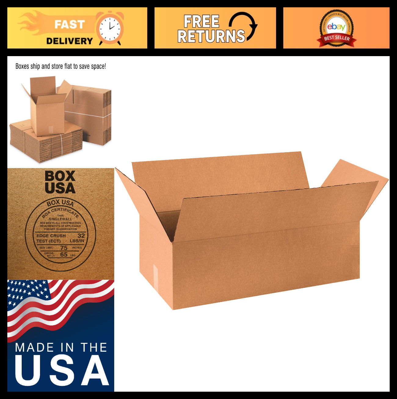 Large Corrugated Boxes 30x14x7 – Pack of 10 | Shipping, Moving, Storage Solution