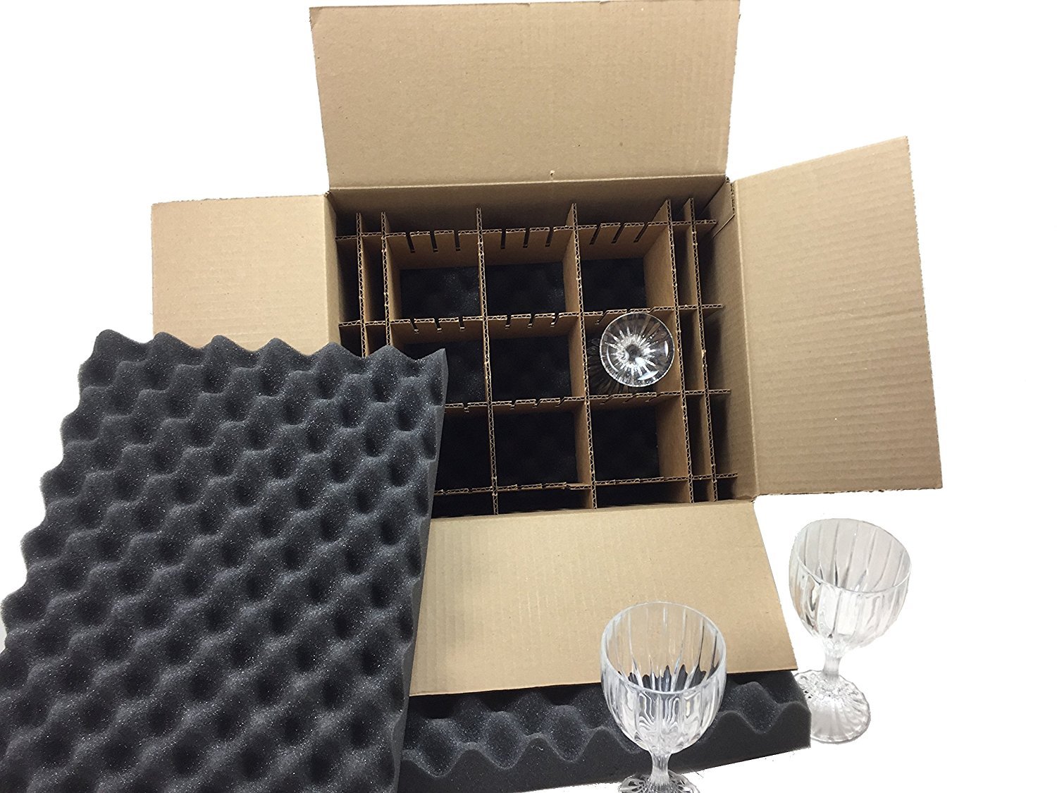 Wine Glass Shipping Moving Box Storage Stemware up to 7″ Tall – LOT OF 2 KITS