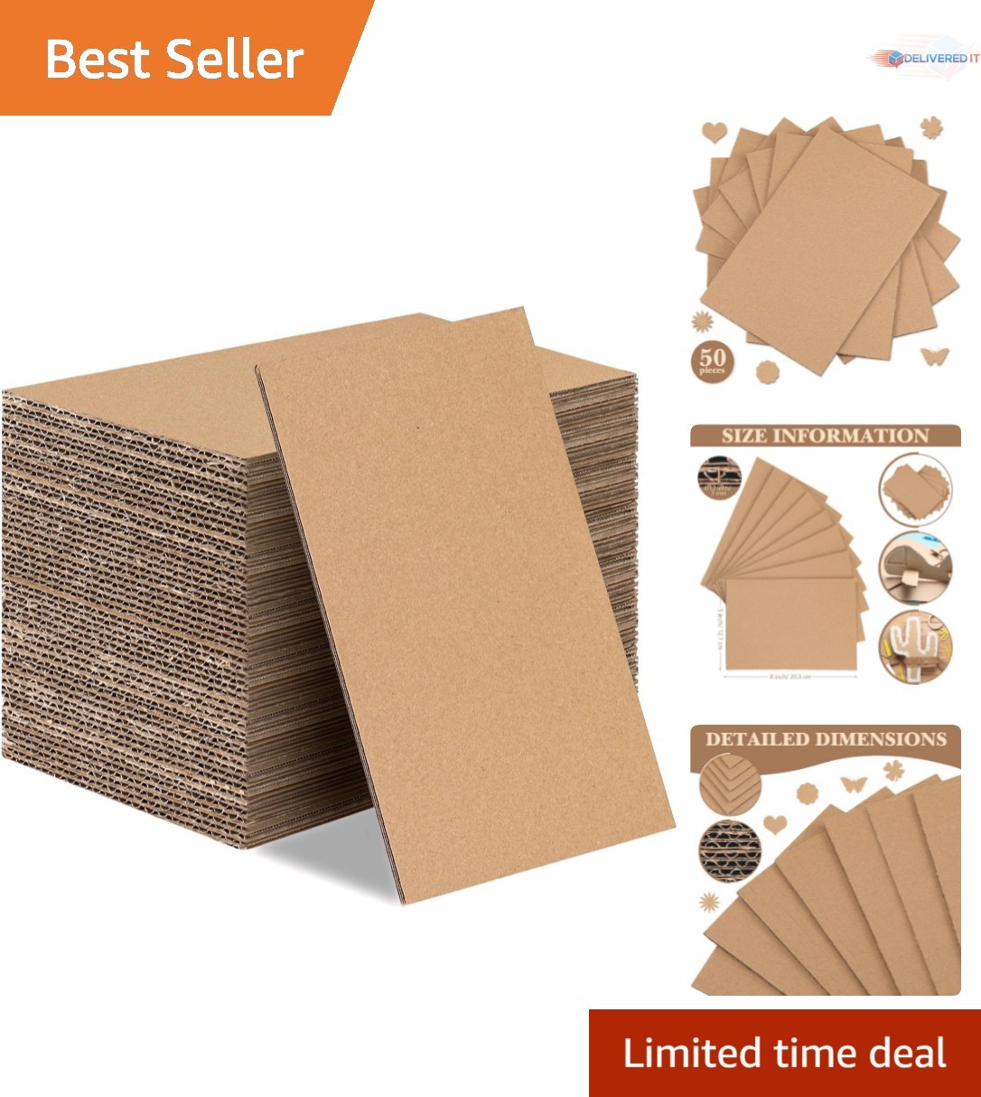 50 Pack Corrugated Cardboard Sheets Flat Hard Inserts for Shipping Packing Cr…
