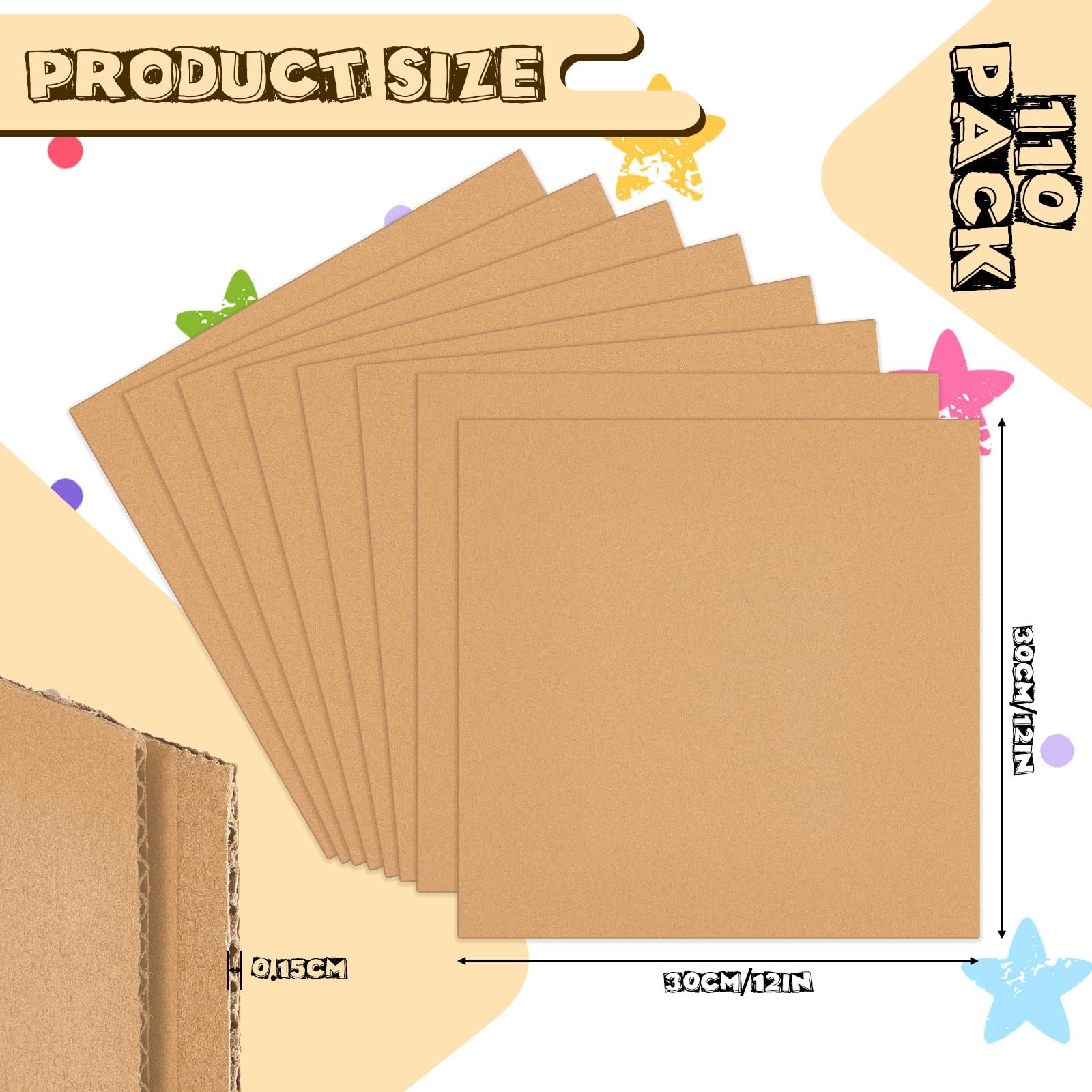 110 Pack 12 x 12 Inch Corrugated Cardboard Sheets Flat Cardboard Sheets Packa…