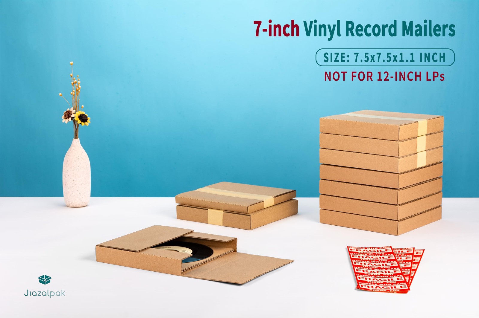 7-inch 45 RPM Record Mailers (NOT for 12-inch LPs), 7.5 x 7.5 x 1.1 Inch Corr…