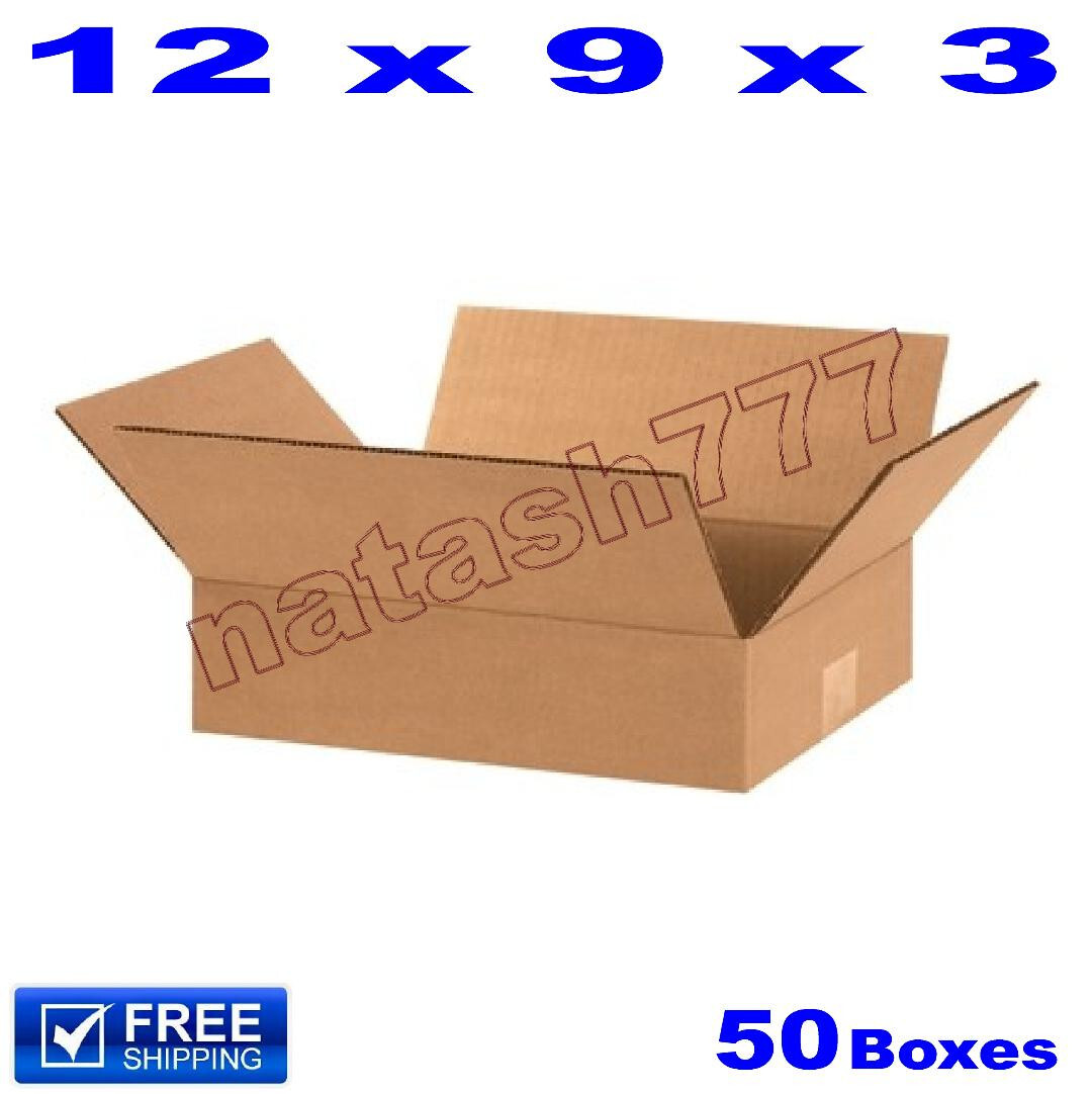 50 – 12x9x3 Cardboard Boxes 32-ECT Mailing Packing Shipping Corrugated Carton