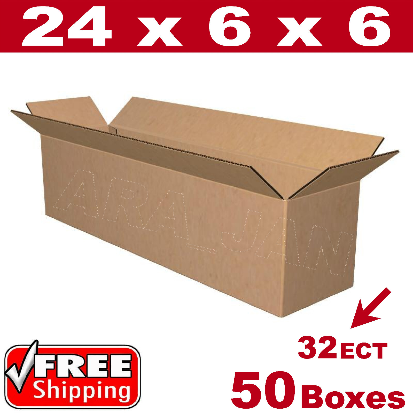 50 – 24x6x6 Cardboard Boxes Mailing Packing Shipping Box Corrugated Carton
