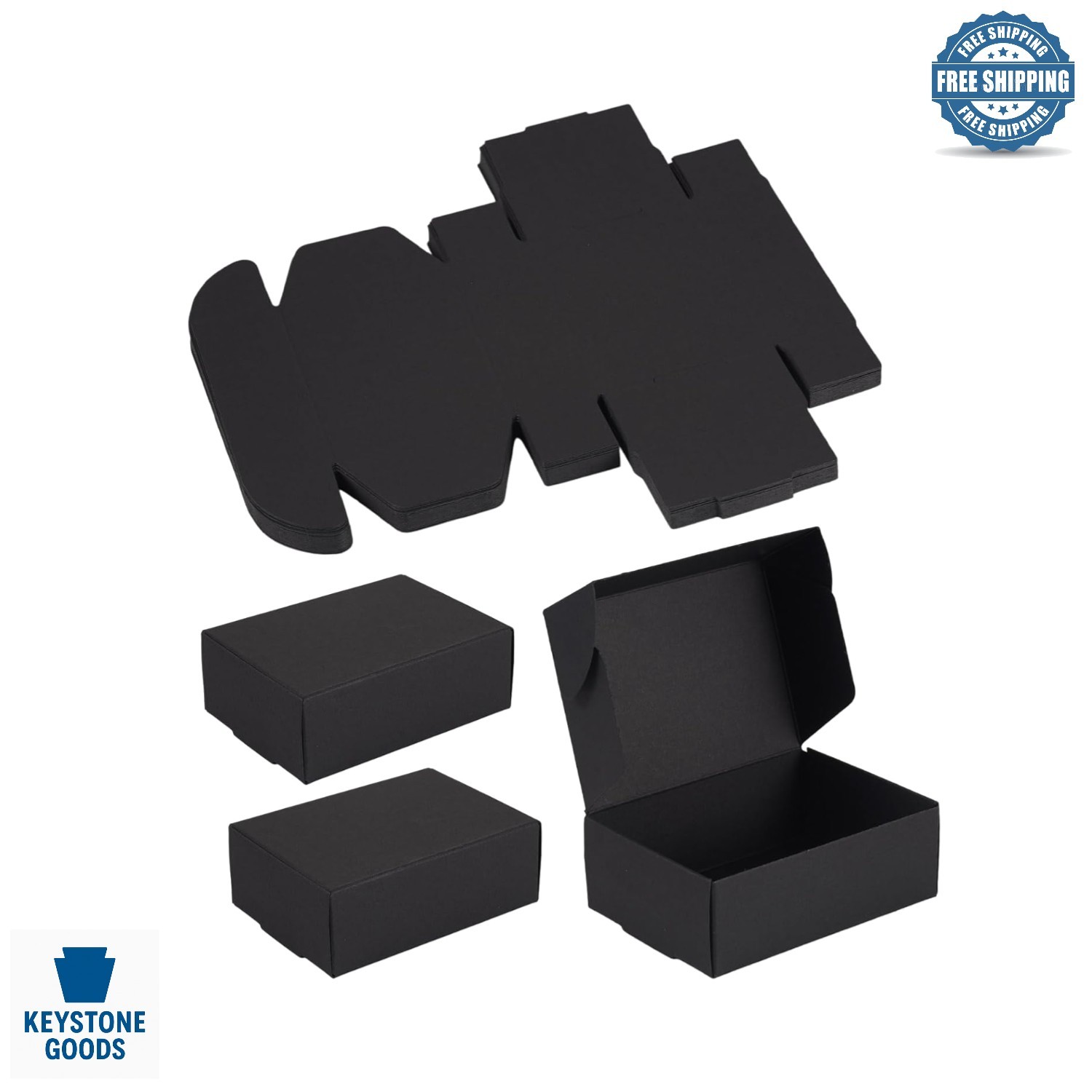20pcs Black Foldable Corrugated Mailer Boxes for Jewelry & Gifts 3.26×2.36×1.18