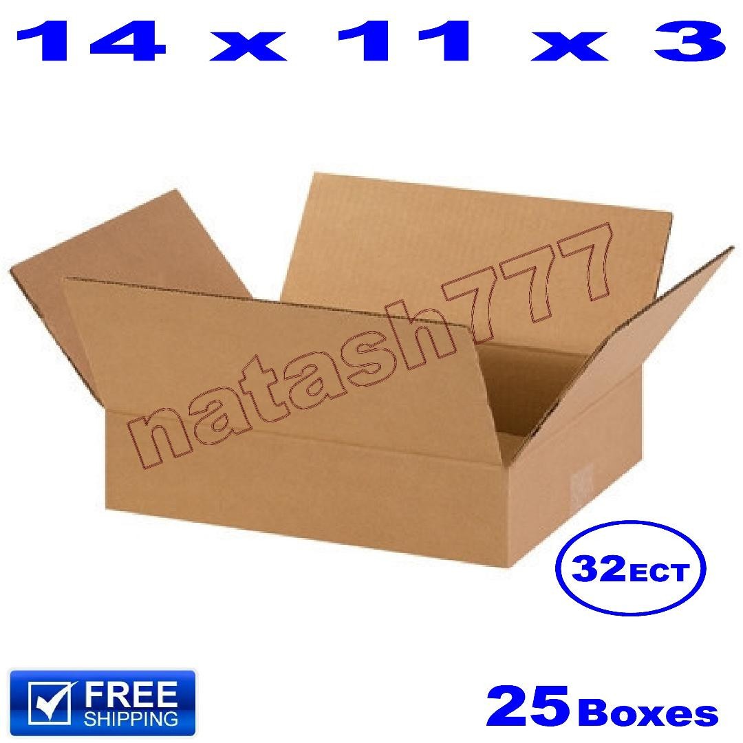 25 – 14x11x3 Cardboard Boxes 32-ECT Mailing Packing Shipping Corrugated Carton