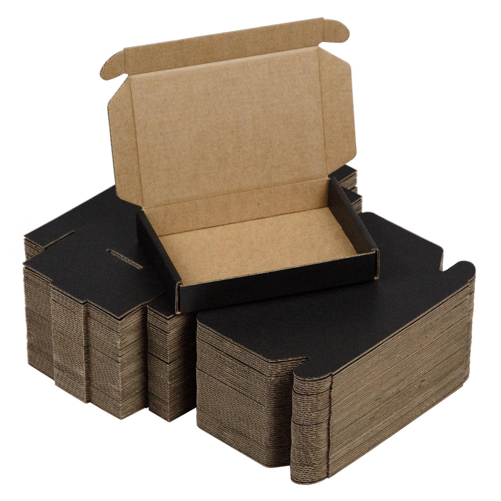50 Pack 6x4x1 Inches Small Boxes, Black Corrugated Cardboard Boxes, Moving Ma…