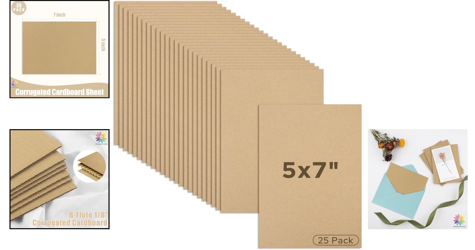 25 Pack of 5×7 B-Flute Corrugated Cardboard Sheets for Safe Shipping & Crafting