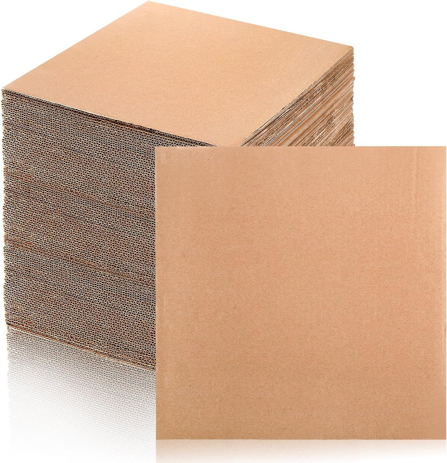 50 Pack Corrugated Cardboard Sheets 2Mm Thick, 12″ X 12″ Flat Inserts Square Car